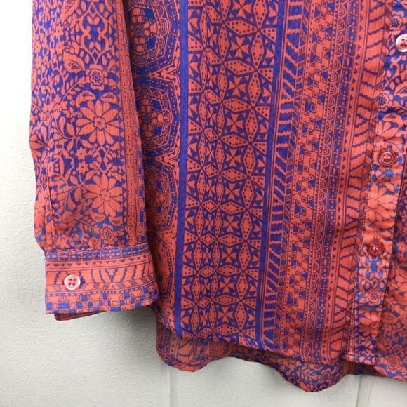 Kut from the Kloth Button Down Coral Blue Floral Top, Size Small - Picture 4 of 13